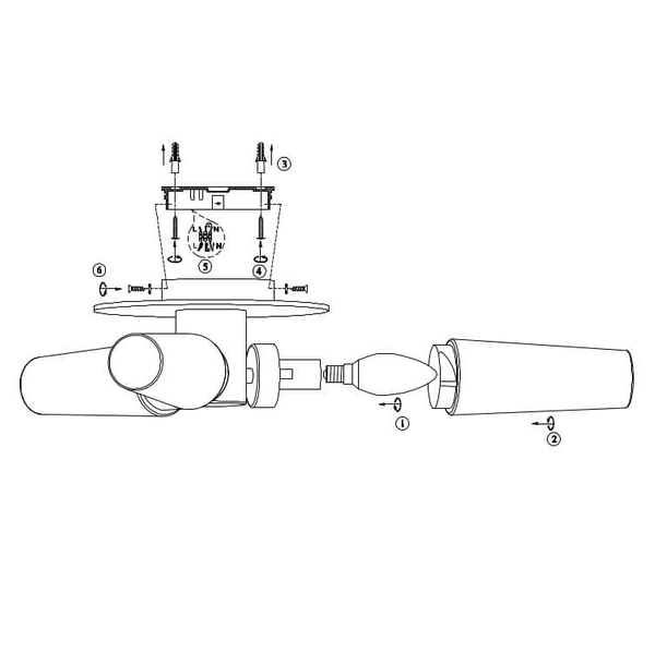 Natynkowy plafon minimalistyczny Brastad szklany czarny biały