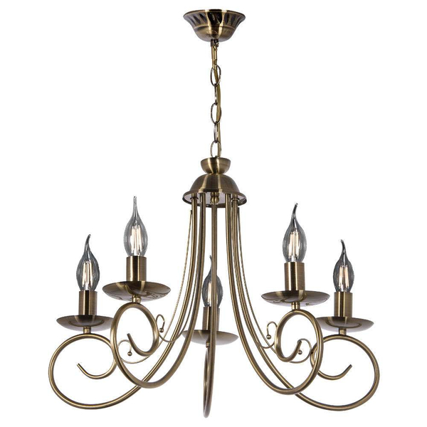 Żyrandol LAMPA wisząca VEN W-N 1541/5 PN świecznikowa OPRAWA metalowy ZWIS kandelabr na łańcuchu maria teresa patyna