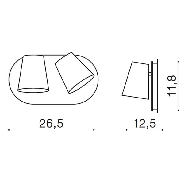 2-punktowy kinkiet naścienny Ramona AZ2563 LED 12W 3000K włącznik czarny