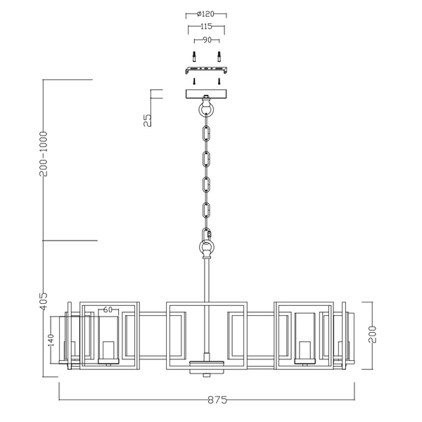 LAMPA wisząca BOWI H009PL-08G Maytoni metalowa OPRAWA szklane tuby ZWIS na łańcuchu złoty