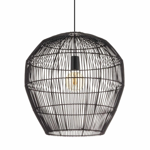 Lampa wisząca kuchenna Haiti 11167 japandi cage bambusowa czarna