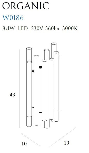 Kinkiet LAMPA ścienna ORGANIC W0186 Maxlight metalowa OPRAWA sople LED 8W 3000K chrom