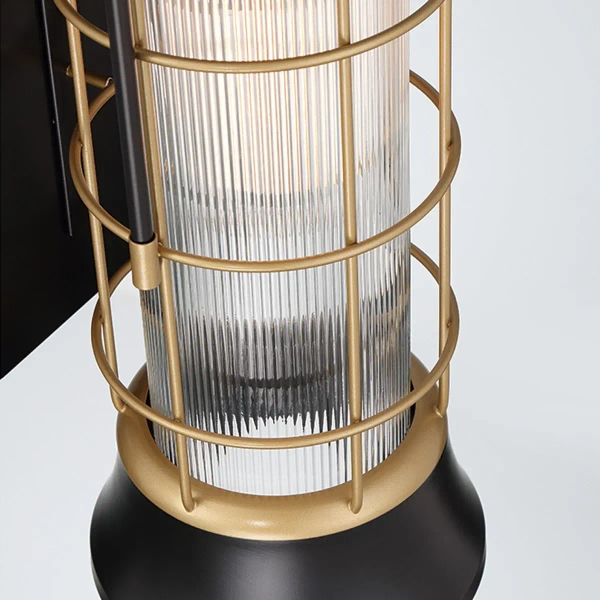 Elewacyjna lampa Rivamar QN-RIVAMAR-M-BLK-GD IP44 lampion złoty czarny