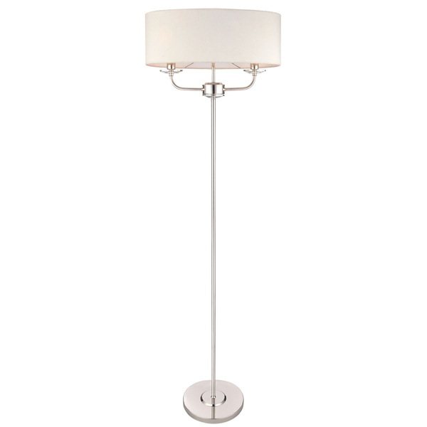 Lampa stojąca Nixon 60803 Endon podwójna owalna klosz ecru nikiel
