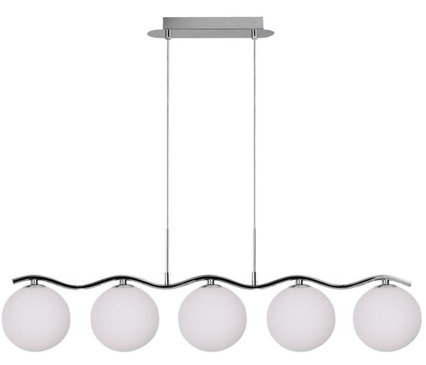 5-punktowa lampa wisząca Ramon do kuchni chrom biała