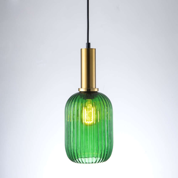 Plisowana LAMPA wisząca SUFFOLK 317377 Polux szklana tuba ZWIS loftowy do jadalni zielony