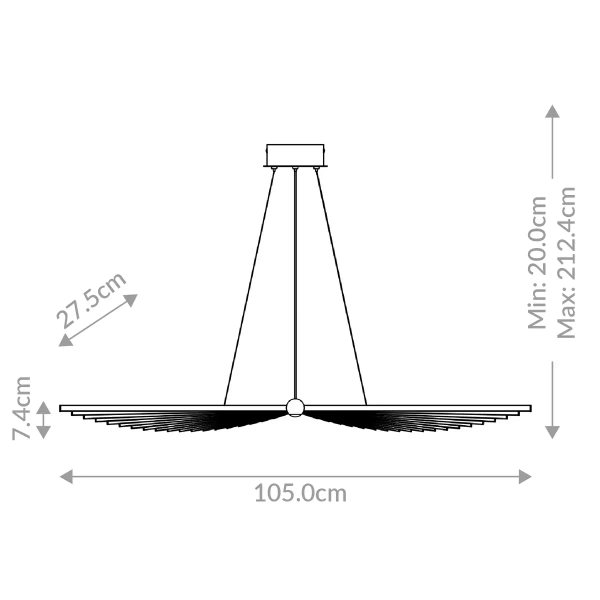 Metalowy żyrandol Seraph QN-SERAPH-LP-L-BLK LED 57W 3000K matowy czarny