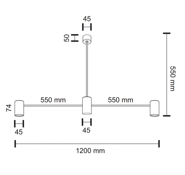 LAMPA sufitowa DAKATA 5634 Shilo metalowa OPRAWA tuby czarne