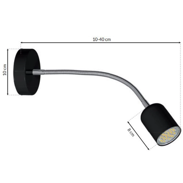 Kinkiet LAMPA ścienna MAXI MLP9643 Milagro tuba OPRAWA regulowany SPOT sufitowy na peszlu czarna