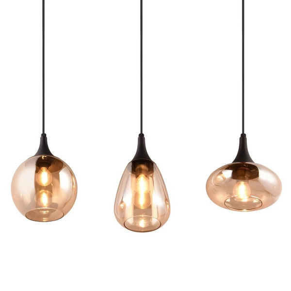 Potrójna lampa nad stół VESTARI DL313317000 szkło czarna bursztynowa