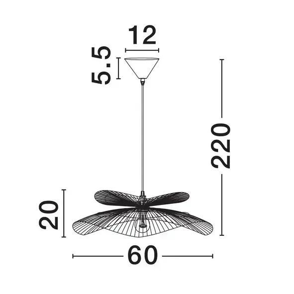 Lampa wisząca z kloszem SELVORA LE45374 kapelusz drewno biały