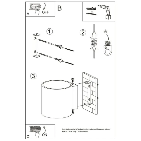 Kinkiet LAMPA ścienna SL.0486 betonowa OPRAWA tuba okrągła beton