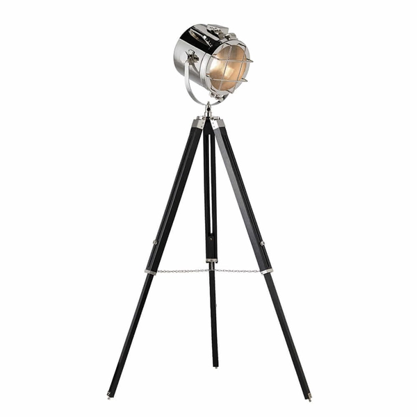 Industrialna lampa podłogowa Nautical EH-NAUTICAL-FL Endon statyw nikiel czarny