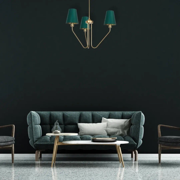 Potrójny wisząca lampa VICTORIA MLP4907 do salonu mosiądz zielona
