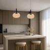 Szklana wisząca lampa BUENO złota czarna 31-50465 1xGx53 owalna nad stół