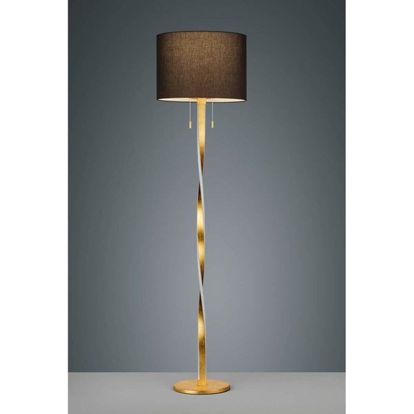 Podłogowa lampa z abażurem Nandor 475310379 metalowa złota czarna