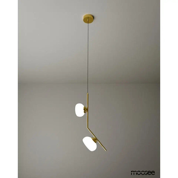 Wisząca lampa RUGIA złota biała MSE1501100490 2xG9 szklana nad stół
