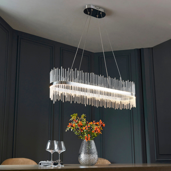 Owalna lampa nad stół L&-1107109 LED 47W 3000K wisząca chrom przezroczysty
