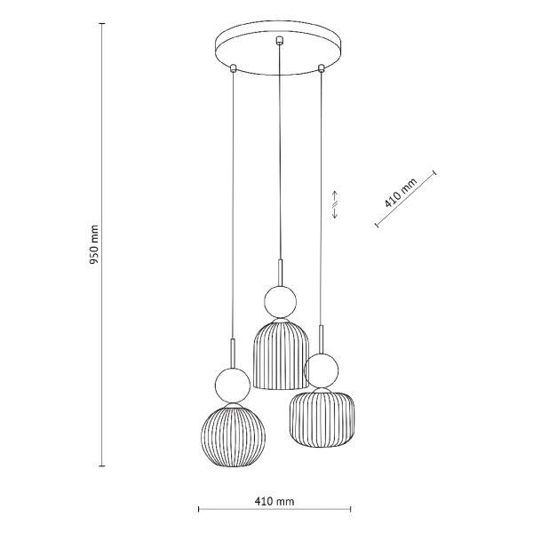 Glamour lampa wisząca do jadalni Sophia Green 11148 żebrowana zielony