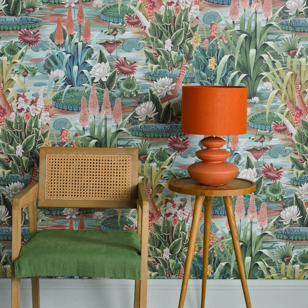 Ceramiczna stołowa lampa Discus DIS4211 abażurowa pomarańczowa