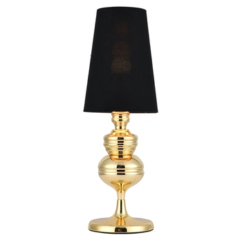 Klasyczna lampa stołowa Queen MT-8046-18 black gold  Step z abażurem czarna złota