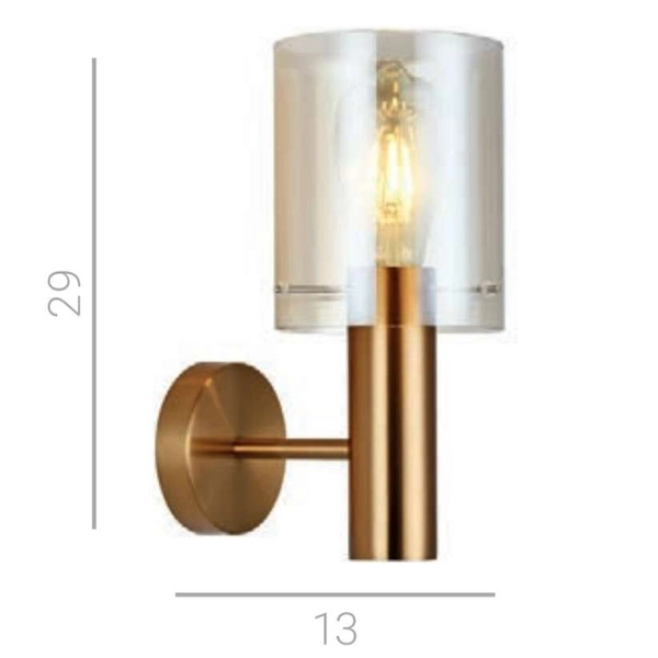 Ścienna LAMPA loftowa SARDO WL-5581-1A-BRO+AMB Italux skandynawska OPRAWA szklany KINKIET okrągła tuba mosiądz bursztynowa