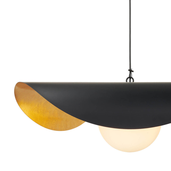 Wisząca lampa ENZO ST-F22020601-D80 black szklana kula czarny złoty