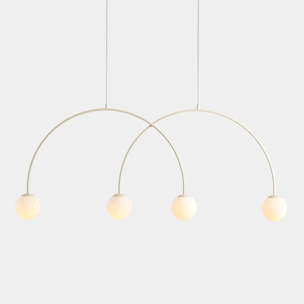 Łukowa lampa wisząca UNA 1116L9_L okrągła szklana beżowa biała