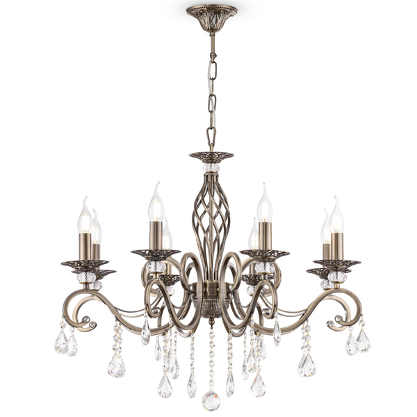 Wisząca LAMPA glamour GRACE RC247-PL-08-R Maytoni metalowa OPRAWA świecznikowy ZWIS z kryształkami złoty