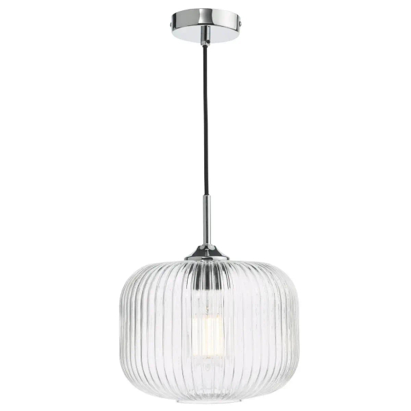 Regulowana wisząca lampa Demarius DEM0108 ryflowany szklany przezroczysty