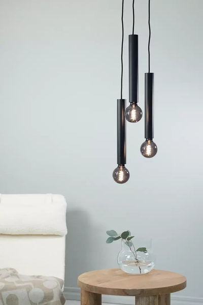 Wisząca lampa jadalniana Sencillo czarne tuby nad stół