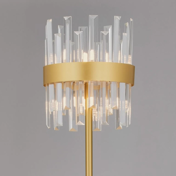 Podłogowa lampa CHOLULA LE44726 do salonu crystal złota przezroczysta