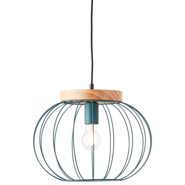 Lampa wisząca Sorana 99234/73 klatka druciana drewno turkus