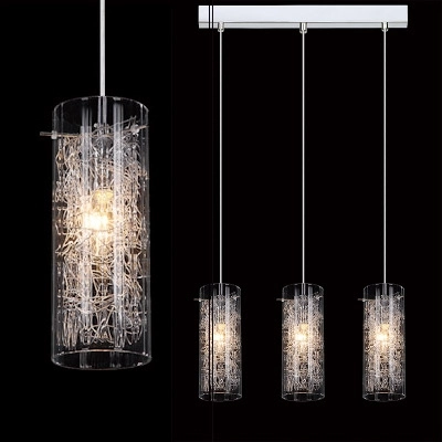 LAMPA wisząca IBIZA MDM1903/3 Italux szklana OPRAWA tuby ZWIS na listwie chrom przezroczysty