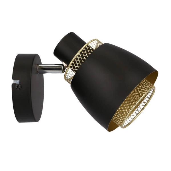 Metalowy kinkiet reflektor Aleksandria 91-13750 siatka czarny złoty