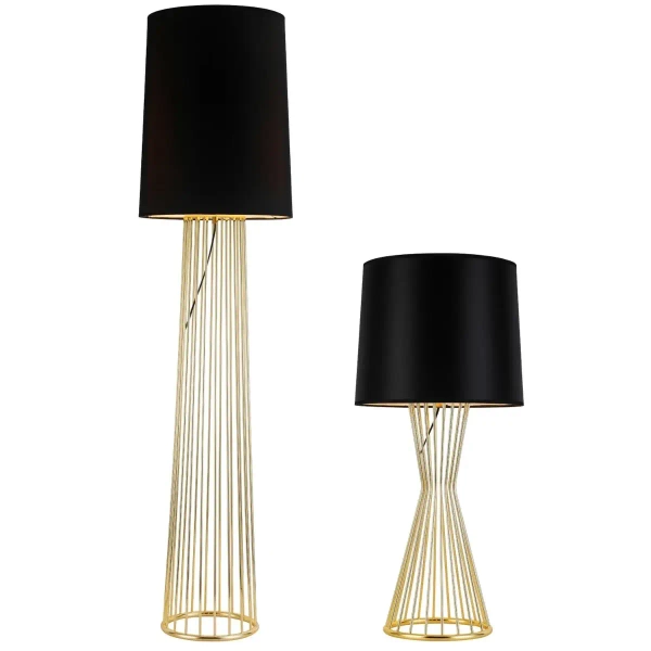 Abażurowa lampa podłogowa Filo MF1236 Step hampton czarna złota