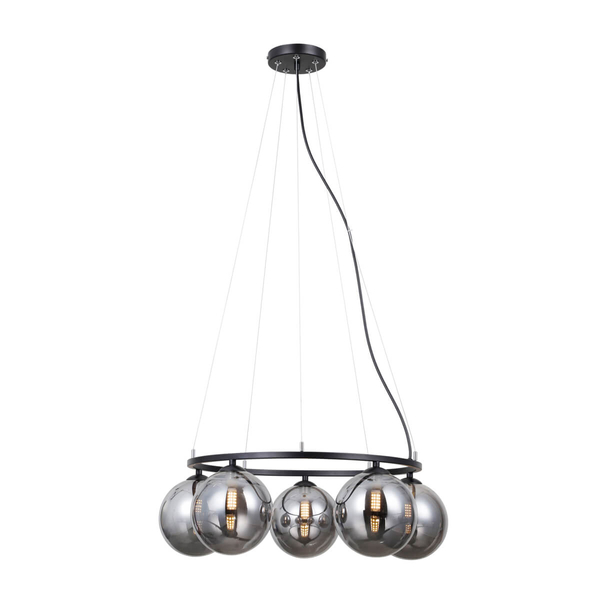 Szklana lampa wisząca Molite PND-1098-5R-BK kulista loftowa czarna