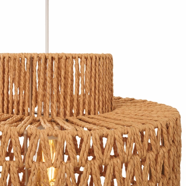 Lampa wisząca Raffle P0587 Maxlight boho pleciona do salonu eko biała