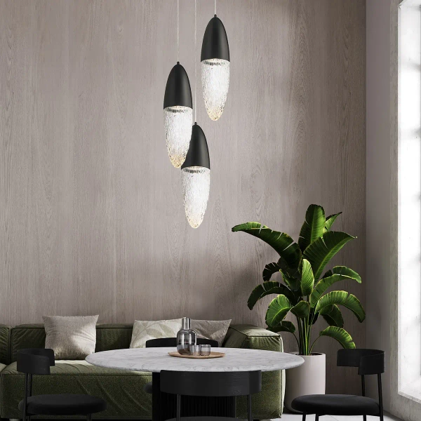 Salonowa lampa wisząca Ecrou QN-ECROU-1P-BK LED 10W 3000K szklana czarny