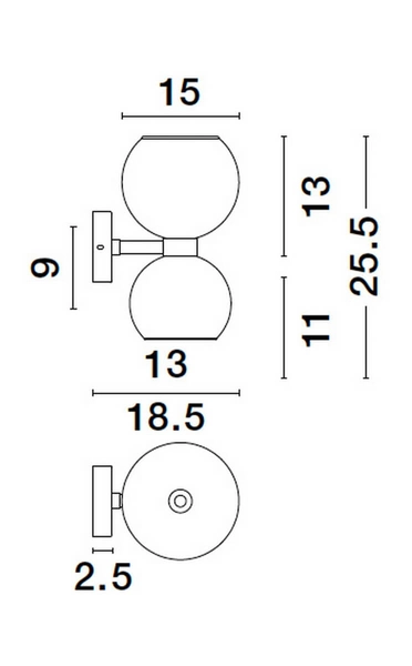 Nowoczesny kinkiet szklany Repos balls czarny przydymiony