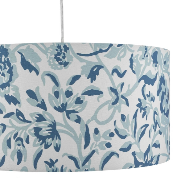 Abażurowy klosz do lampy Down DOW1623-EH Dar Lighting kwiaty tuba biały niebieski