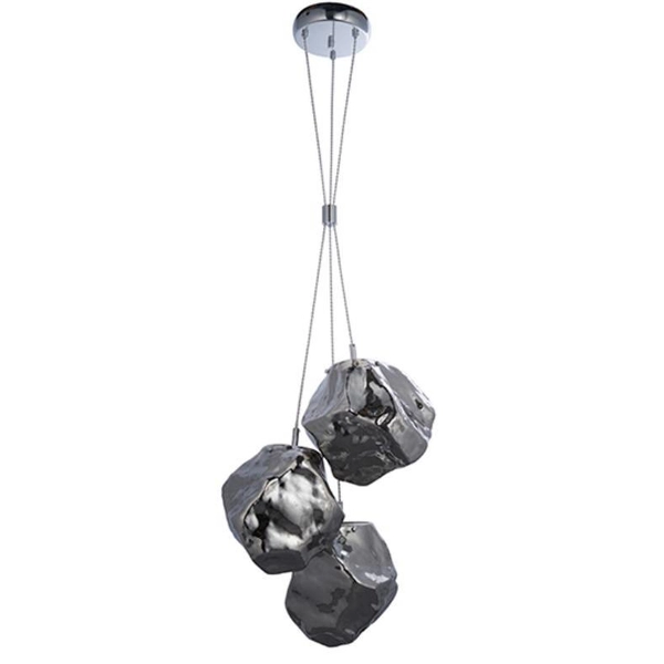 Lampa wisząca Rock 97657 Endon 3-punktowa zwis kamienie chrom