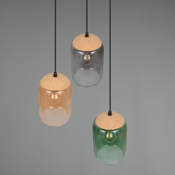 Zwieszana kaskadowa lampa CORK 364630317 Trio do sypialni czarny multikolor