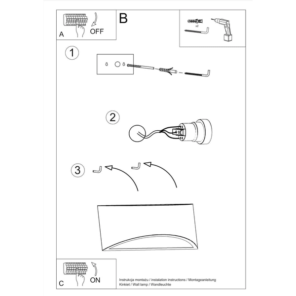 Półokrągła lampa ścienna SL.0834 ceramiczny kinkiet biały