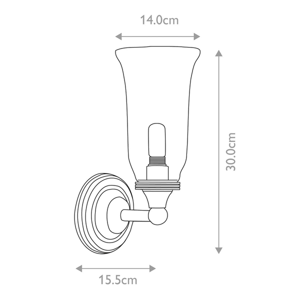 Ścienna lampa retro Austen BATH-AUSTEN2-PC szklana chrom przezroczysty