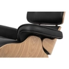 Obrotowy fotel Lounge KH1501100143 czarny z podnóżkiem sklejka jesion