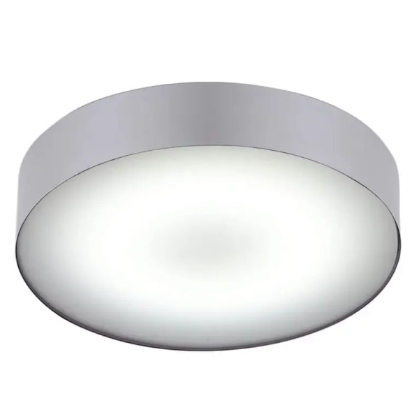 Srebrna lampa sufitowa Arena do sypialni LED 18W nad łóżko