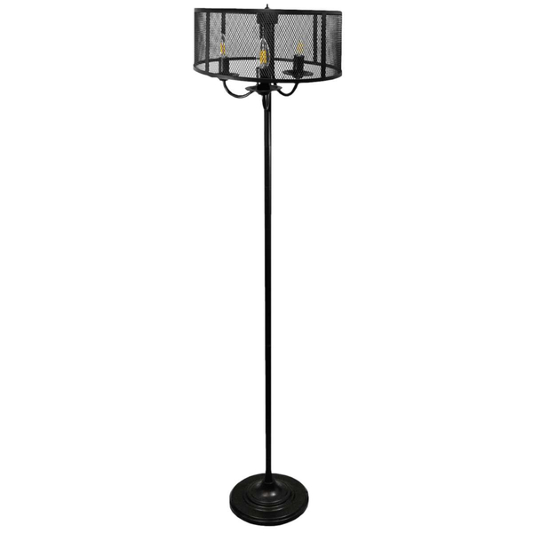 Stojąca LAMPA podłogowa SOHO 310880 Polux okrągła OPRAWA salonowa siatka loft czarna