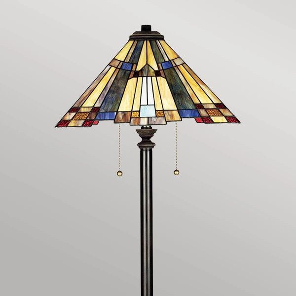 Lampa podłogowa witraż Inglenook QZ-INGLENOOK-FL Quoizel multikolor brąz