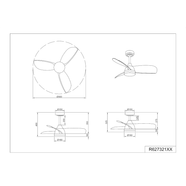 Sufitowa lampa HELSINKI R62732132 LED 20W 2700-6000K z wentylatorem czarny